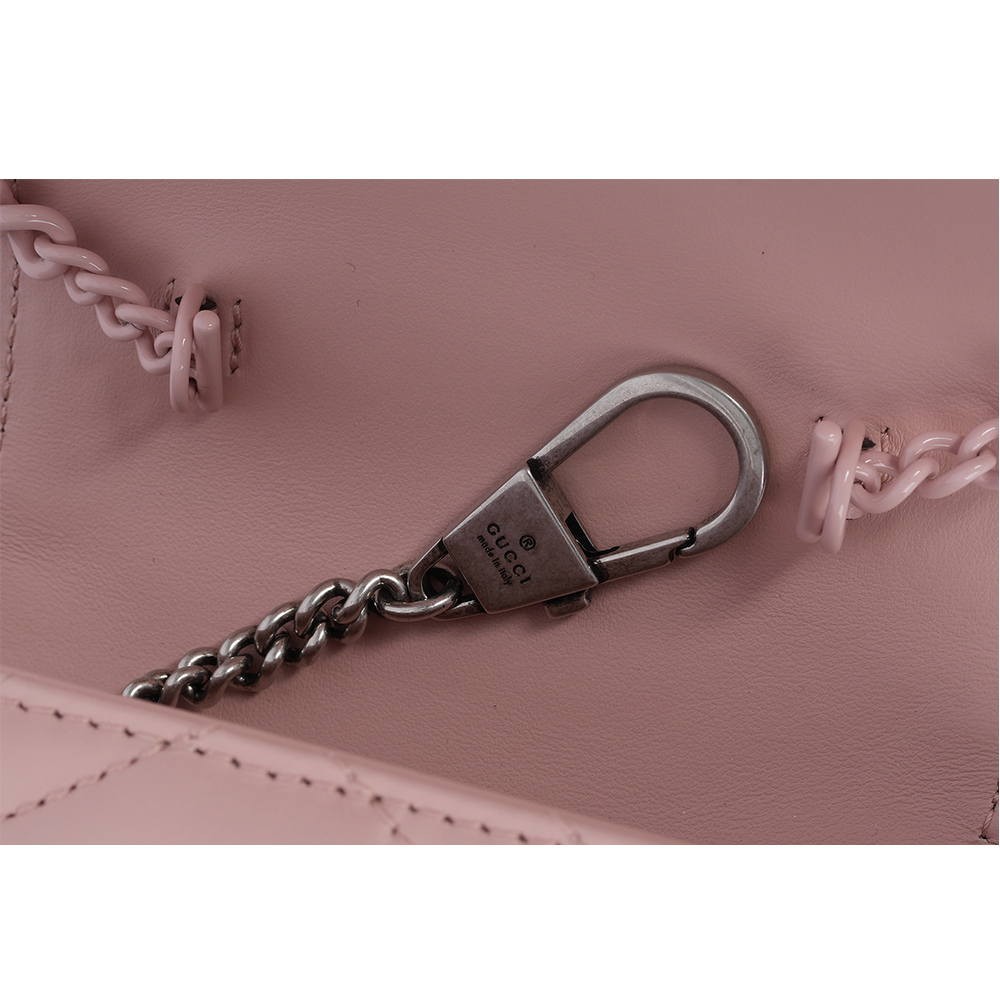 【GUCCI】GG Marmont 縫線皮革方胖腰包/肩背包 80cm (淺粉色)739599 UM8KV 5909