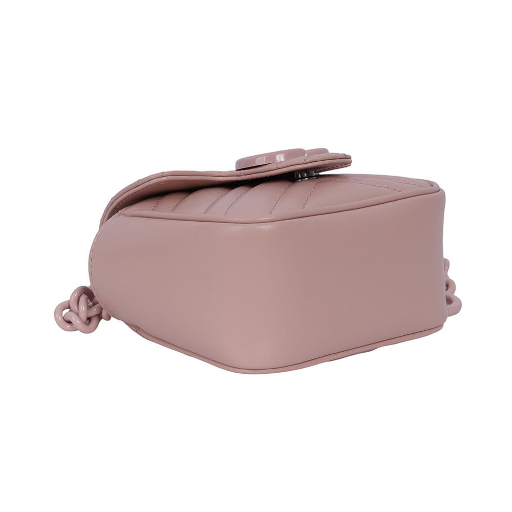 【GUCCI】GG Marmont 縫線皮革方胖腰包/肩背包 80cm (淺粉色)739599 UM8KV 5909