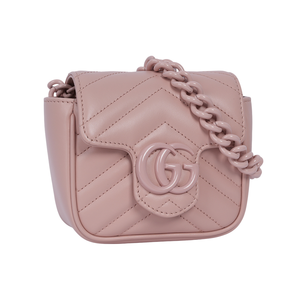 【GUCCI】GG Marmont 縫線皮革方胖腰包/肩背包 80cm (淺粉色)739599 UM8KV 5909