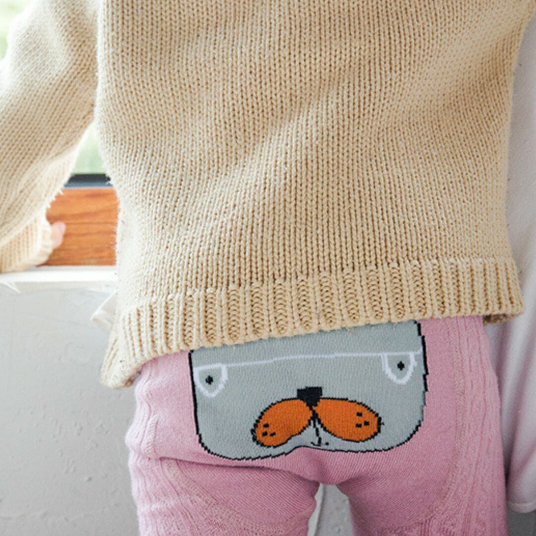 俏皮動物褲襪-粉熊