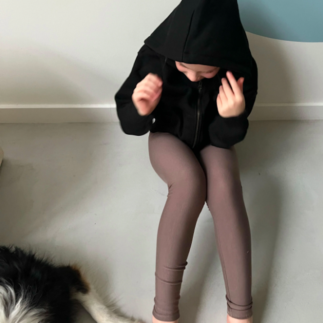 可可棕 | 刷毛緊身褲 (小)