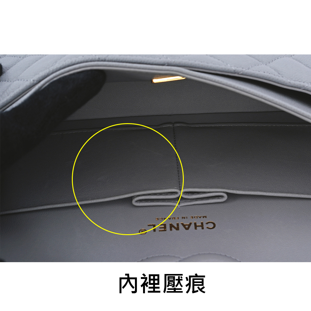 【CHANEL】淡金釦菱格紋牛皮23cm COCO包(灰色)A01113 B10583  NQ335