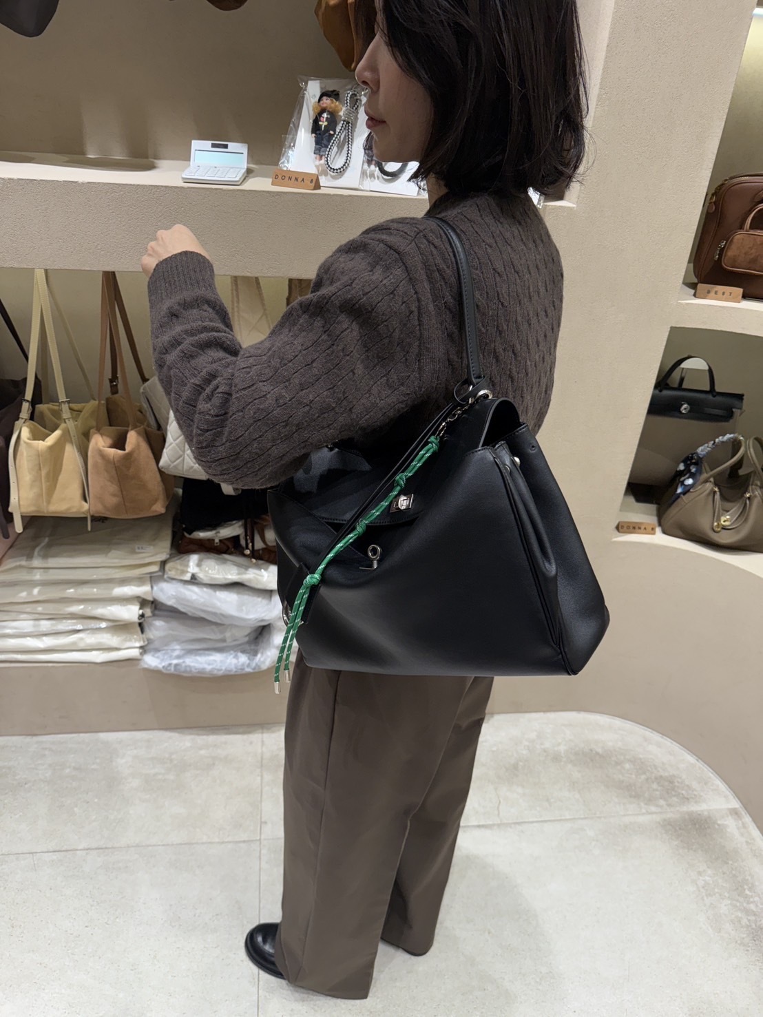 韓國鬆弛感全牛皮手提單肩包