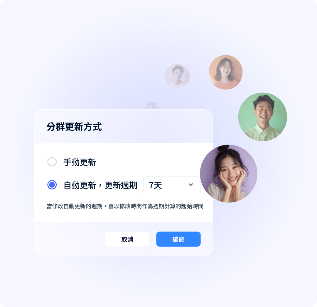 SHOPLINE 分眾行銷中心提供手動/自動更新分群名單機制