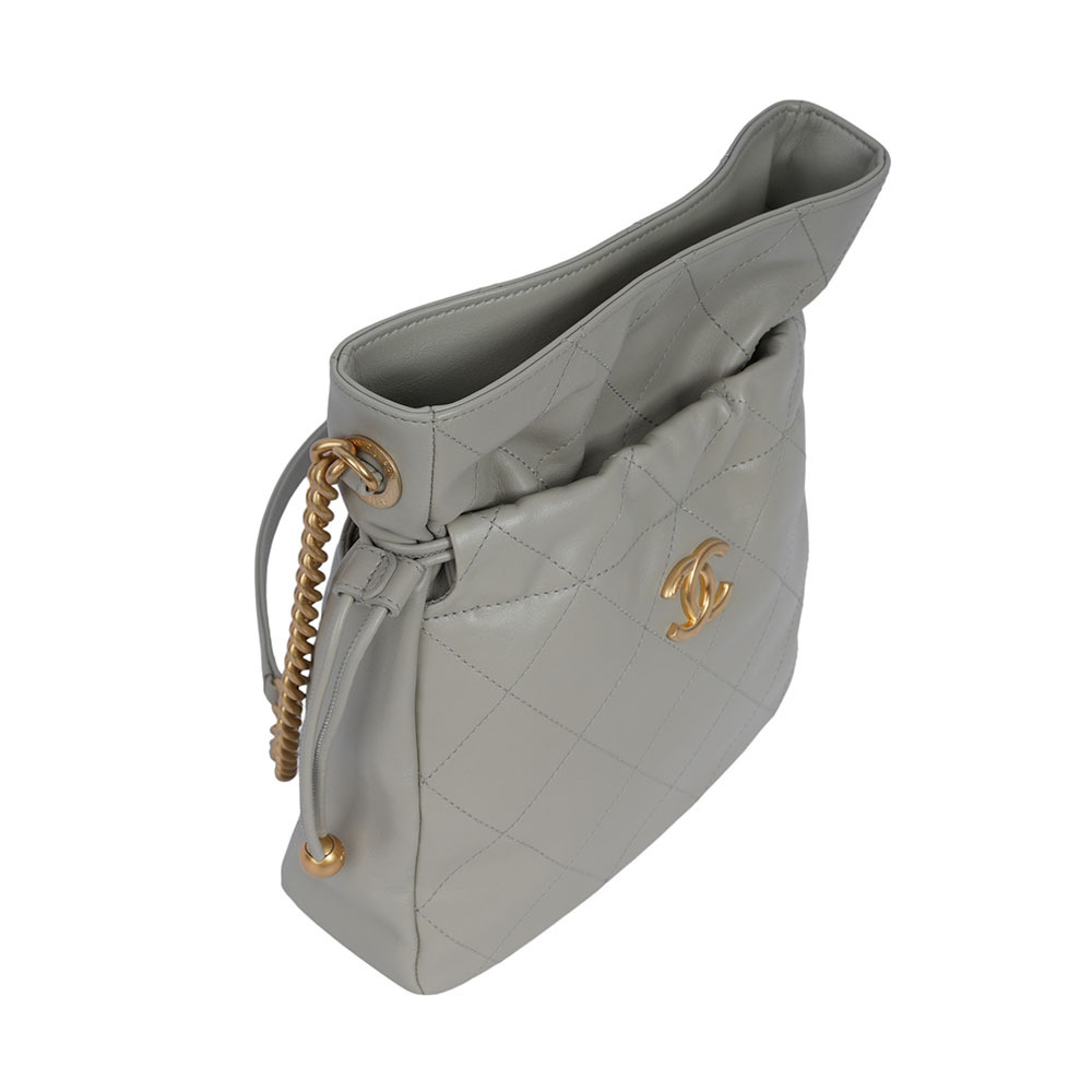 【CHANEL】金色CC Logo 福袋造型抽繩水桶包(鼠尾草綠)AS2985 B07269 NG122