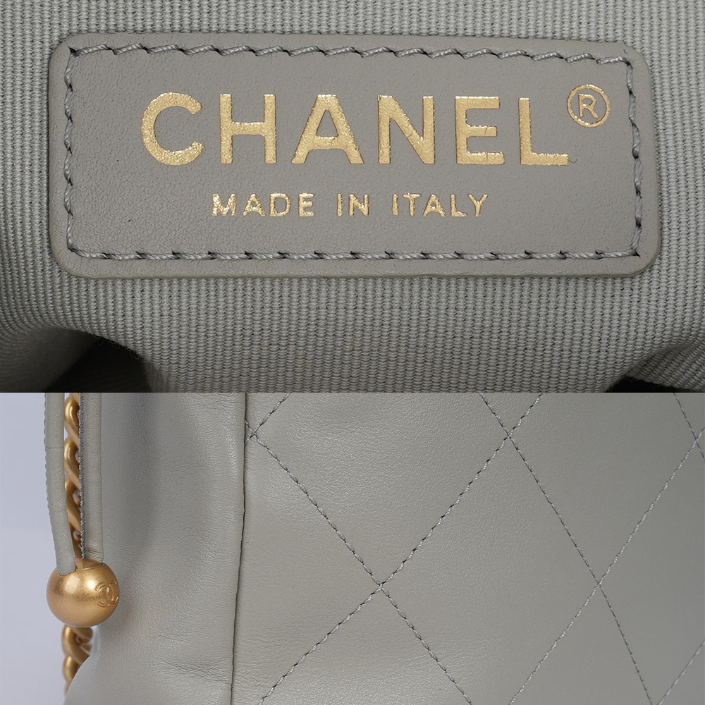 【CHANEL】金色CC Logo 福袋造型抽繩水桶包(鼠尾草綠)AS2985 B07269 NG122