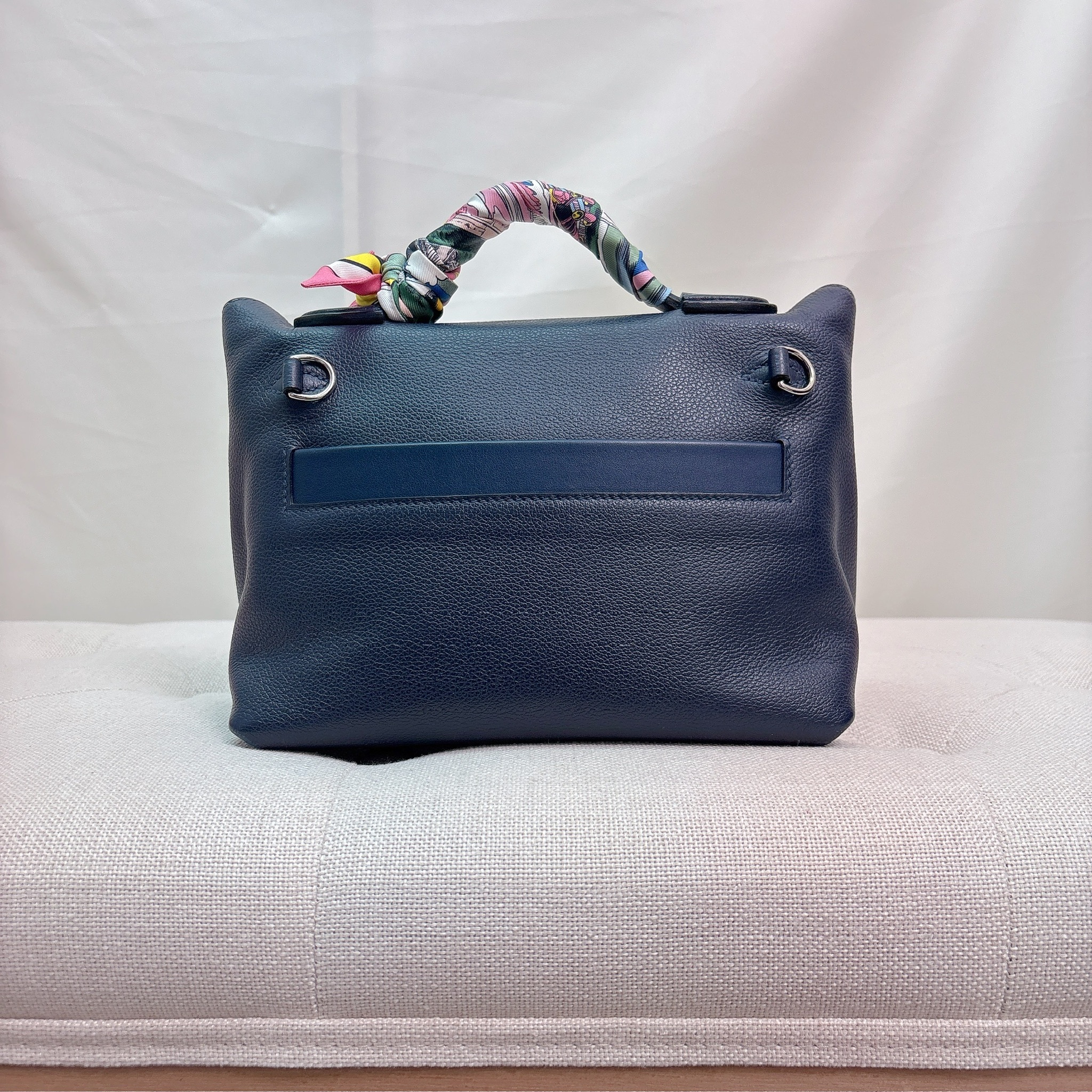 Hermes 2424 Mini With Twilly - Navy / Shw