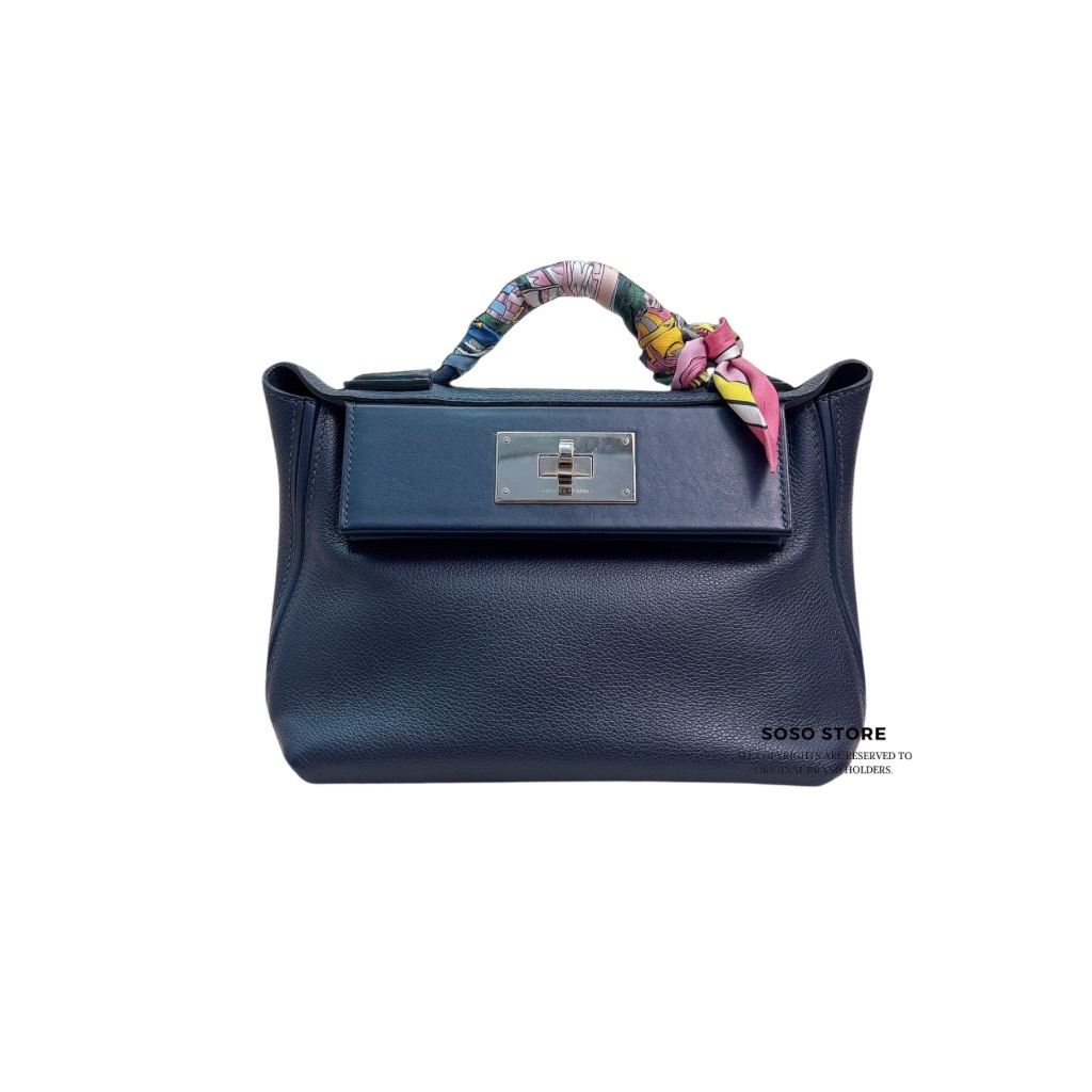 Hermes 2424 Mini With Twilly - Navy / Shw