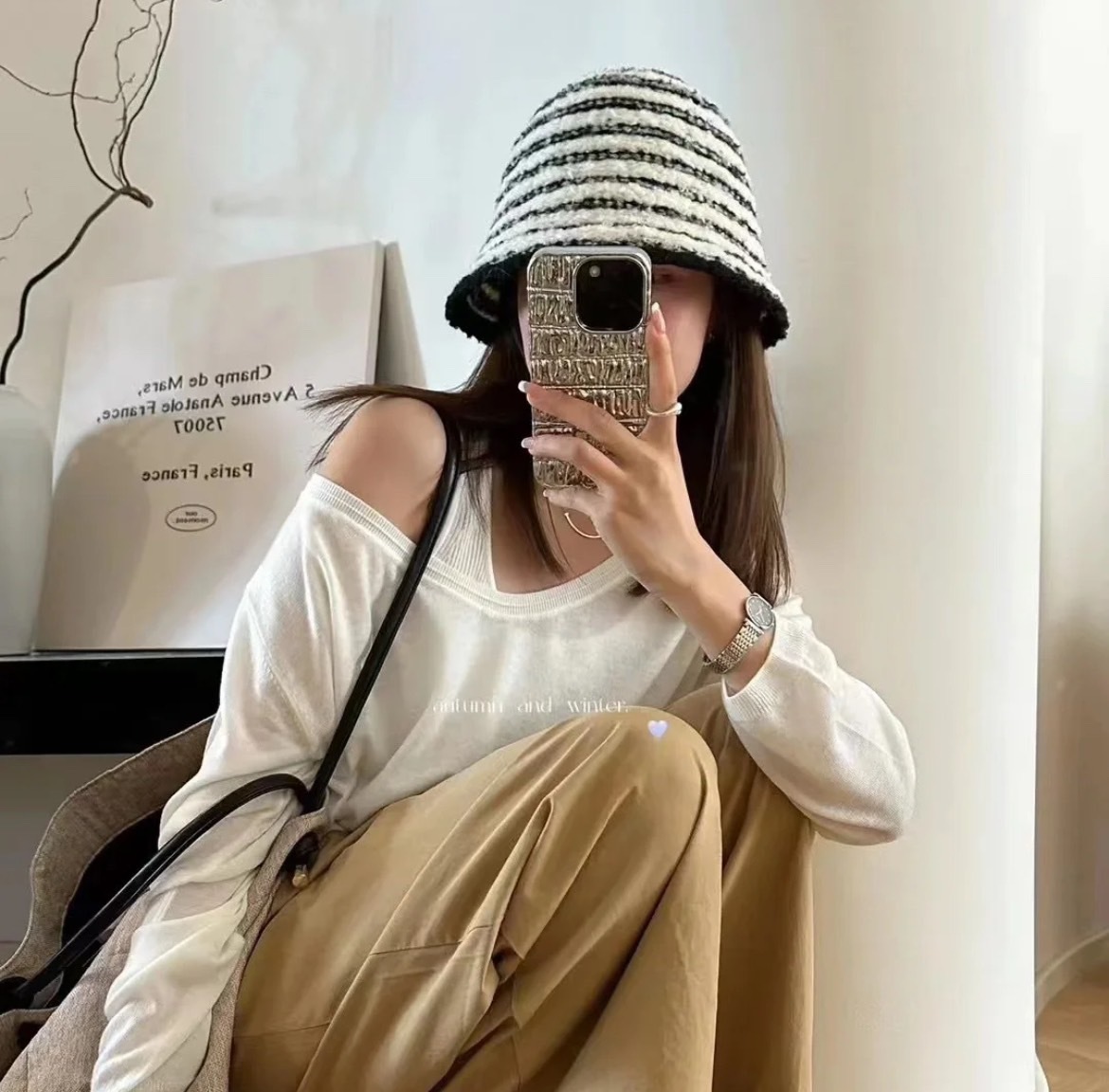 小香風條紋針漁夫帽/二色