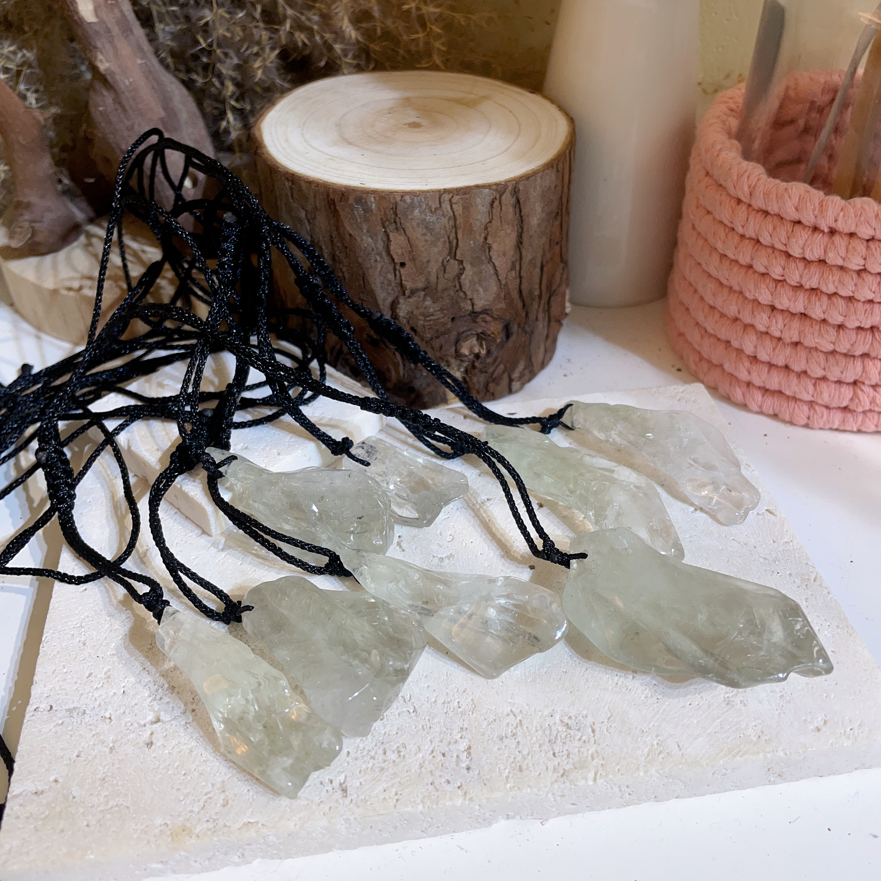 綠水晶原石頸繩