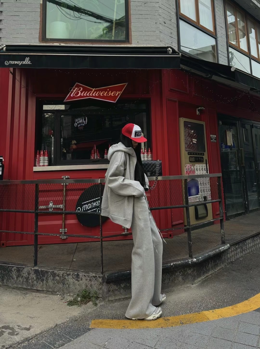 帥氣挺版純棉連帽長褲套裝