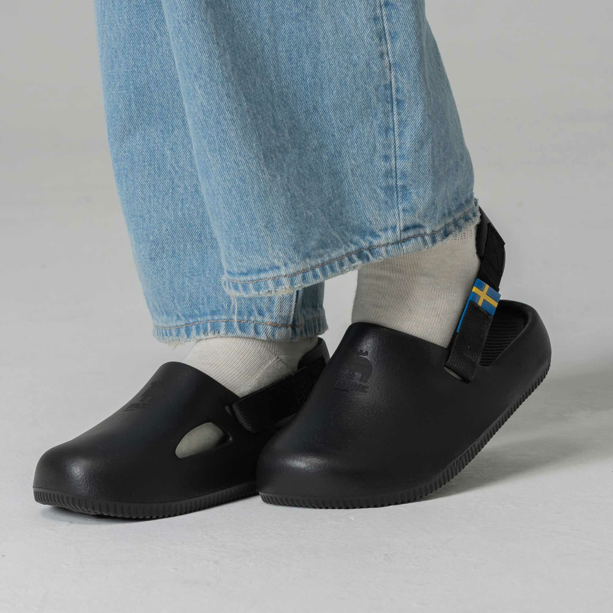 moz瑞典 駝鹿 巧巴達  eva 2way 穆勒涼拖鞋(黑)