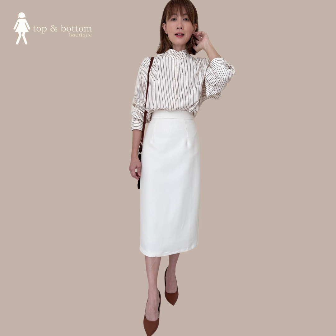 SOLID HIGH WAISTED MIDI SKIRT