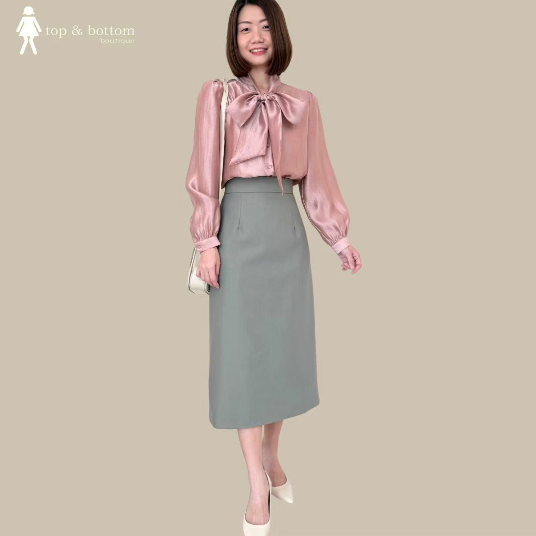 SOLID HIGH WAISTED MIDI SKIRT