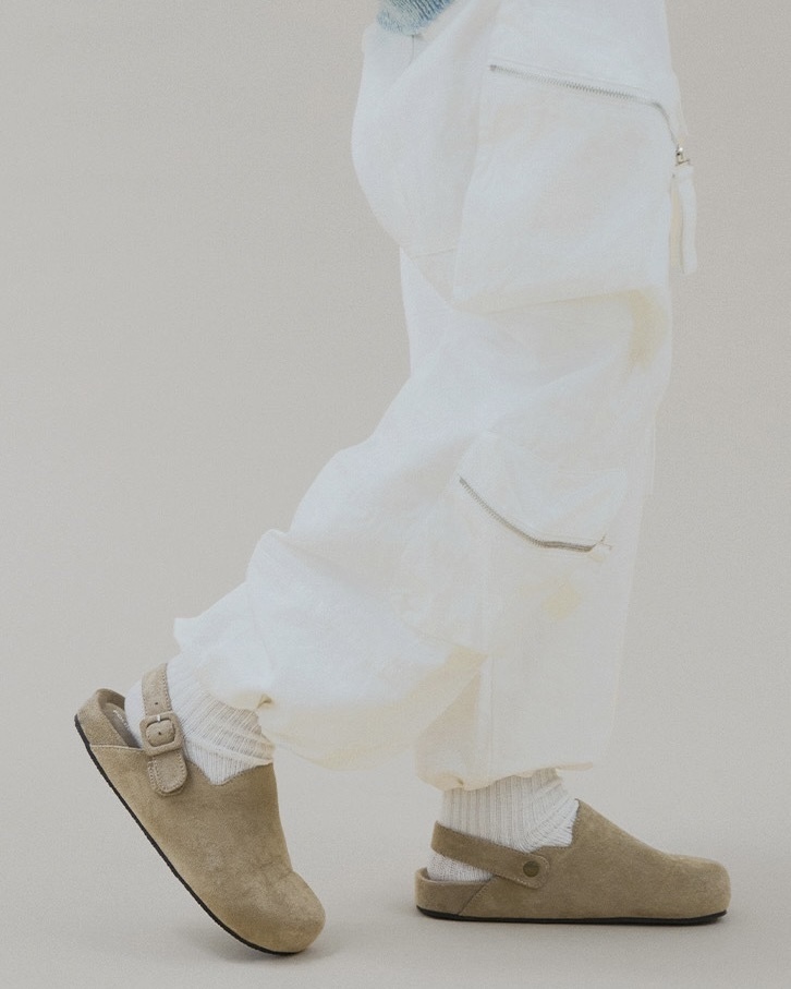 韓國 Folder Label 2way 麂皮 絨面 拖鞋 勃肯鞋 三色