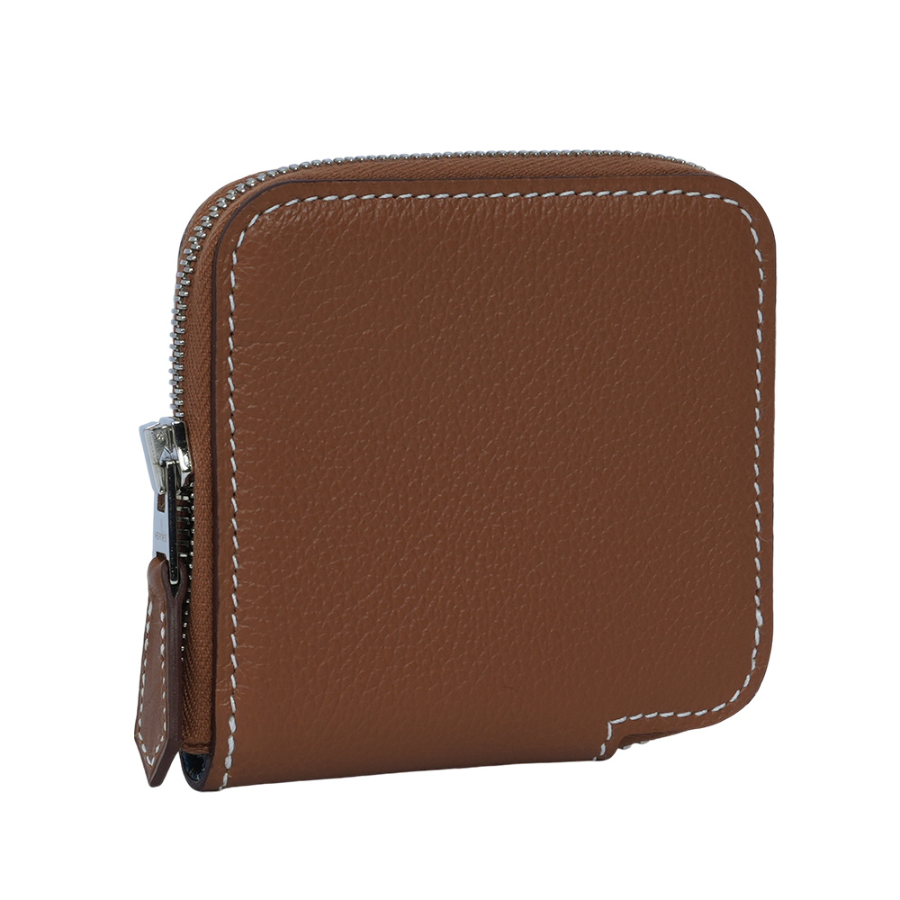 【Hermès】Silk'in Evercolor皮 絲巾內裡零錢包