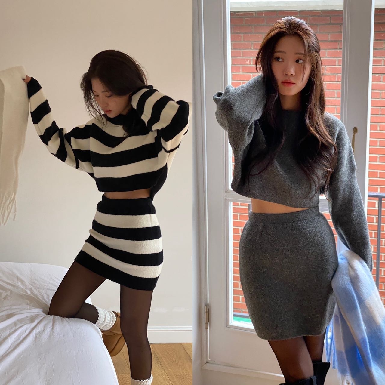 約會必備針織短裙套裝