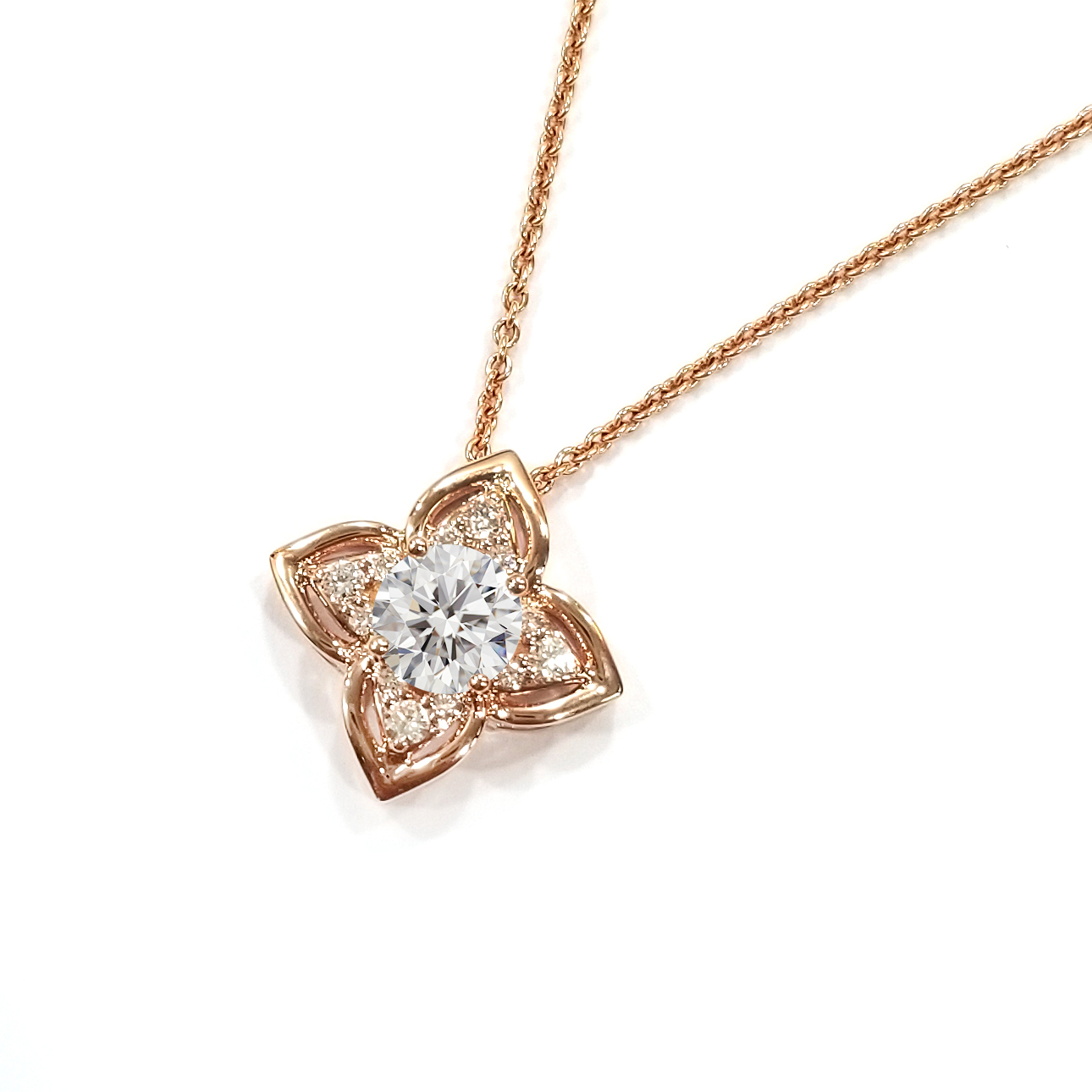 18K玫瑰金 實驗室培育鑽石吊墜