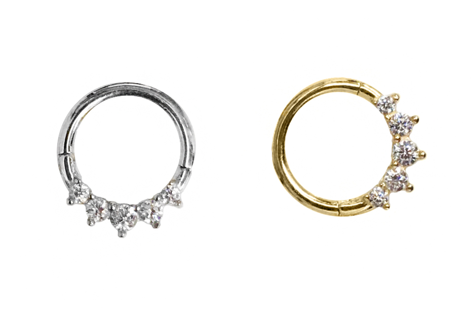14K GOLD SEPTUM AND DAITH CLICKER with 5 CZ
