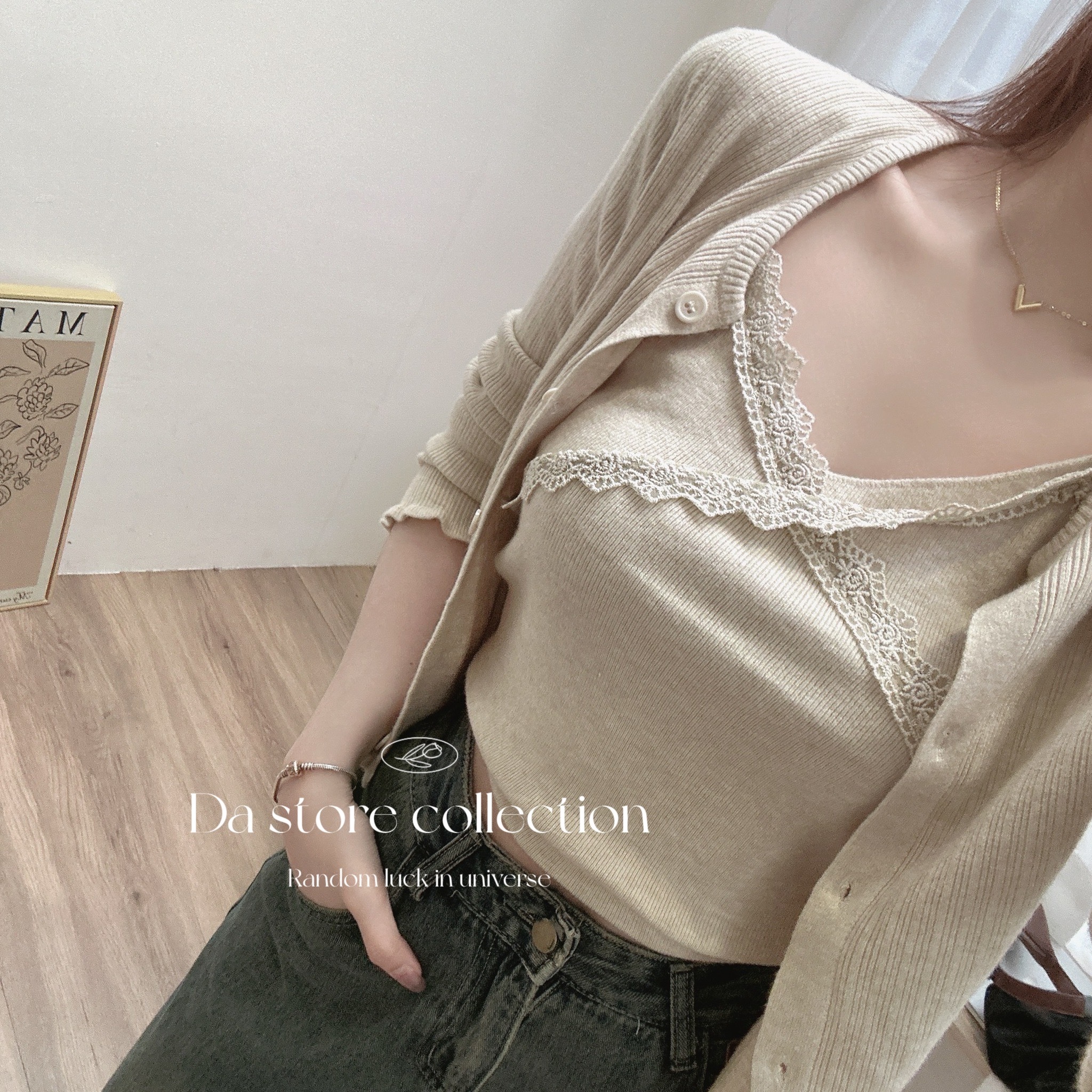 純欲蕾絲木耳針織套裝/四色