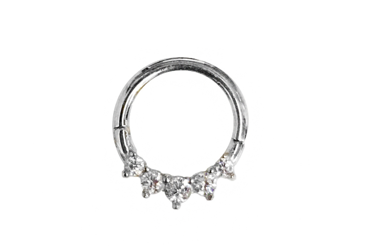 14K GOLD SEPTUM AND DAITH CLICKER with 5 CZ