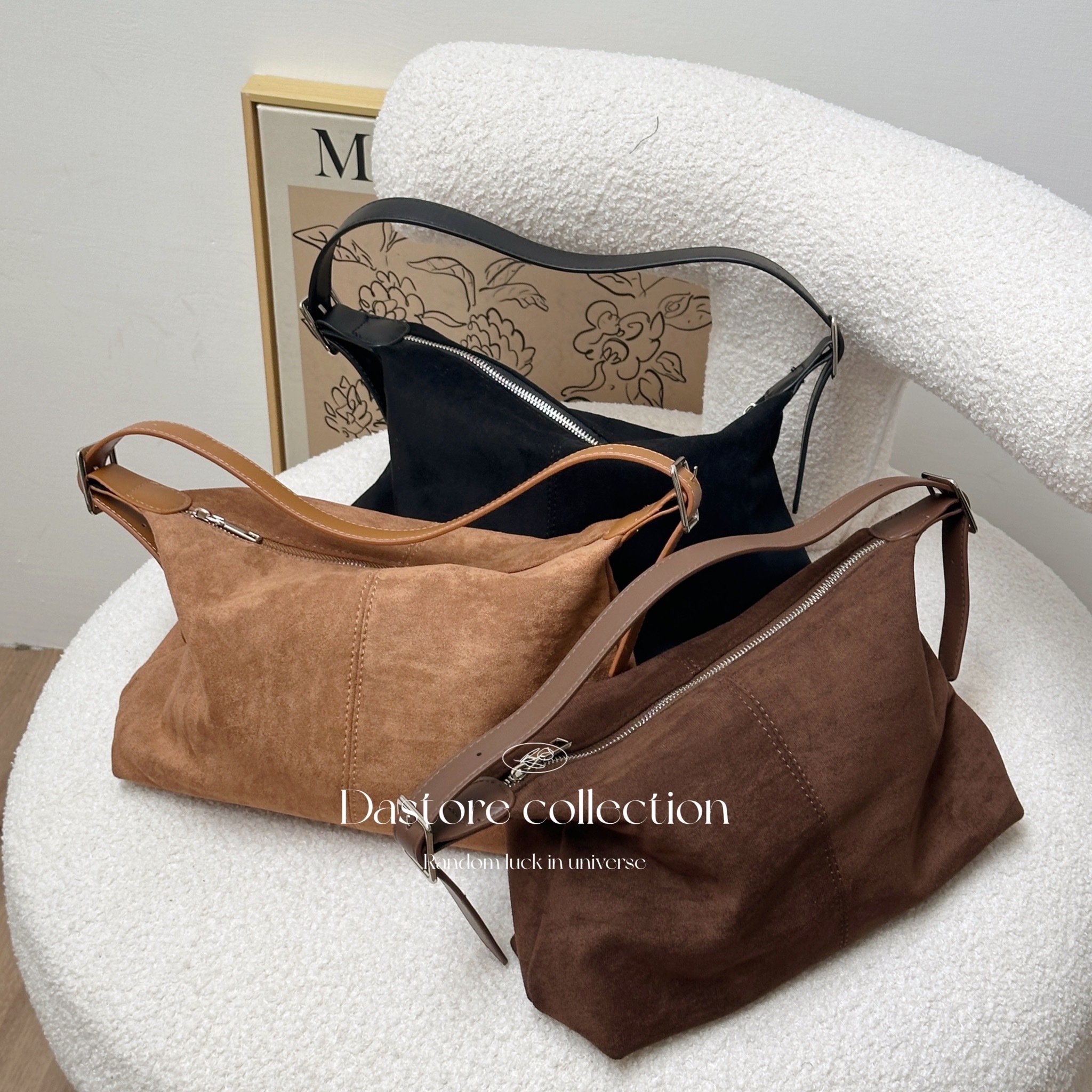 簡約麂皮單肩包/三色