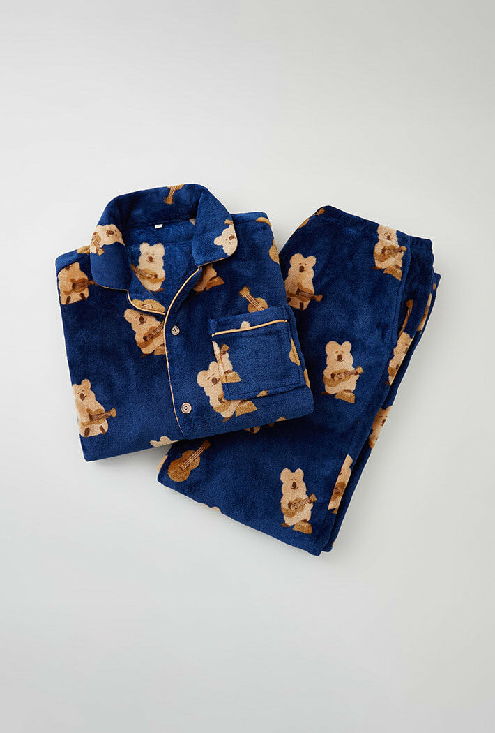 【現貨】SPAO x DINOTAENG 矮袋鼠 刷毛 毛茸茸 睡衣 長袖 套裝組