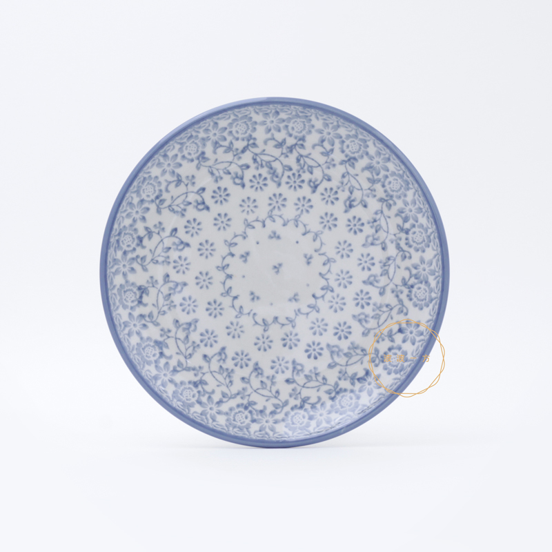 圓盤-Ø17.5cm-靜謐的灰藍圖騰