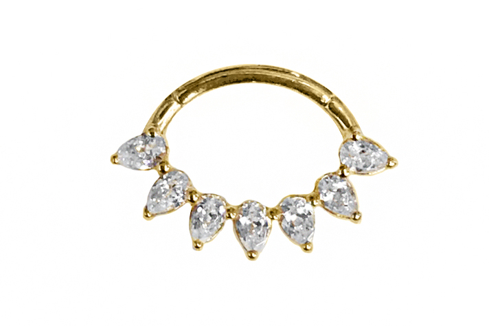 14K GOLD SEPTUM AND DAITH CLICKER with 7 CZ