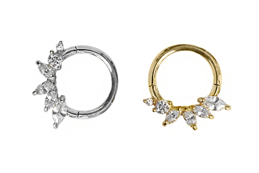 14K GOLD SEPTUM AND DAITH CLICKER with 6 CZ