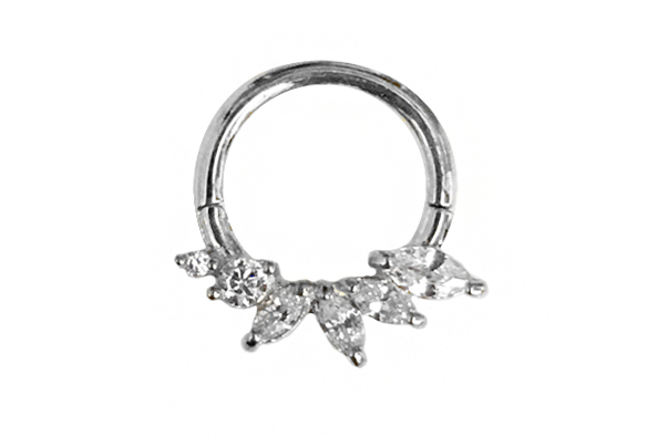 14K GOLD SEPTUM AND DAITH CLICKER with 6 CZ