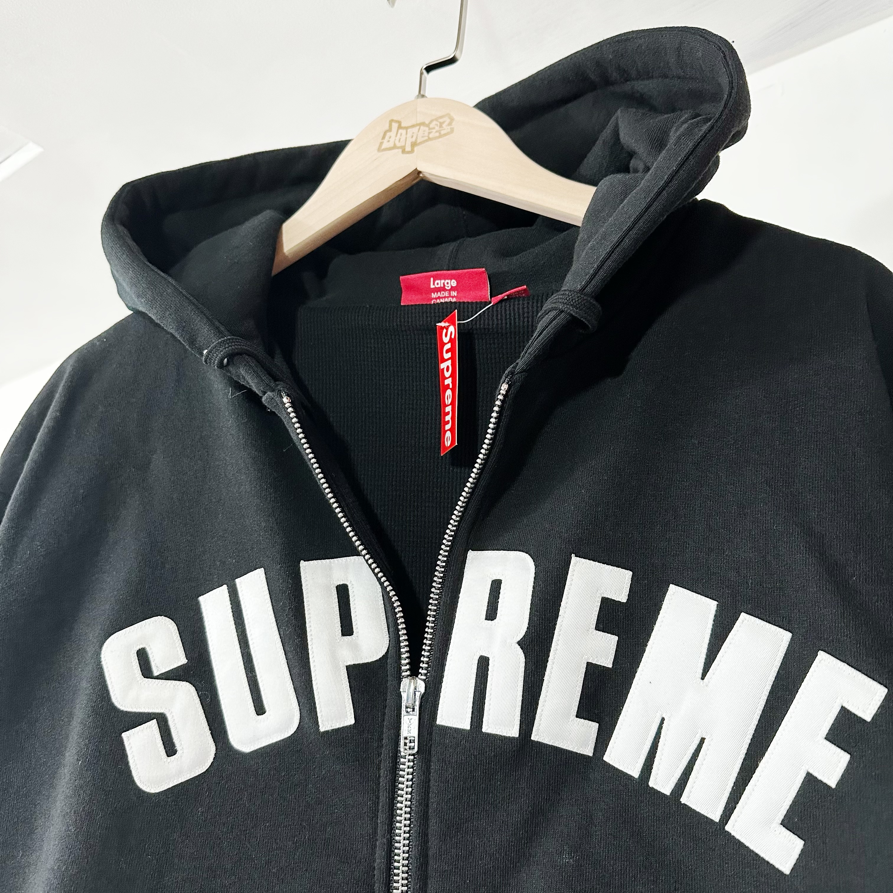 SUPREME ARC THERMAL LINED ZIP UP HOODED SWEATSHIRT BLAC SUPREME ARC THERMAL LINED ZIP UP HOODED SWEATSHIRT BLAC