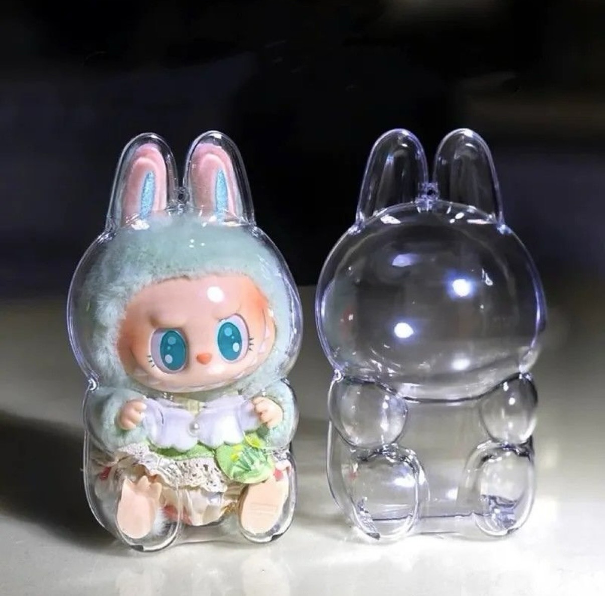 Labubu 搪膠毛絨吊飾 透明保護殼 壓克力 馬卡龍 坐坐派對/現貨