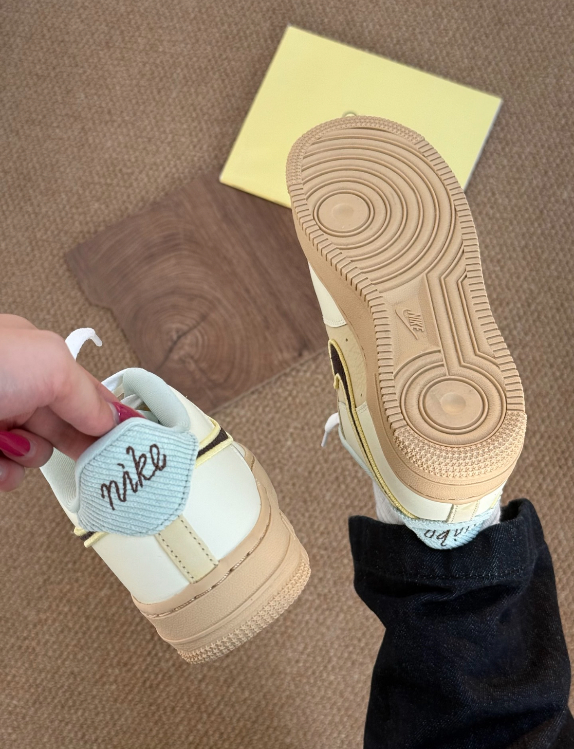 Nike Air Force 1 薄荷巧克力 奶黃色 薄荷綠 卡其色 皮革 燈芯絨 大童款 HQ3473-122/預購