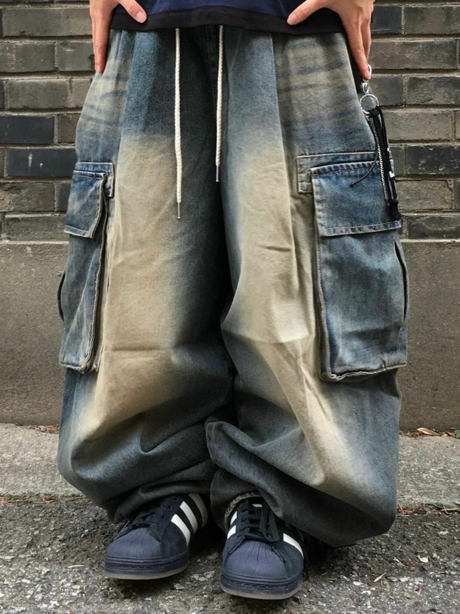 洗水工裝鬆身牛仔褲 P2997