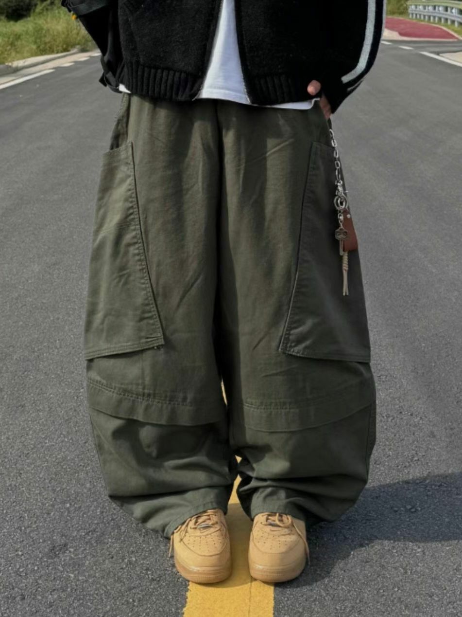 淨色工裝鬆身褲 P2998