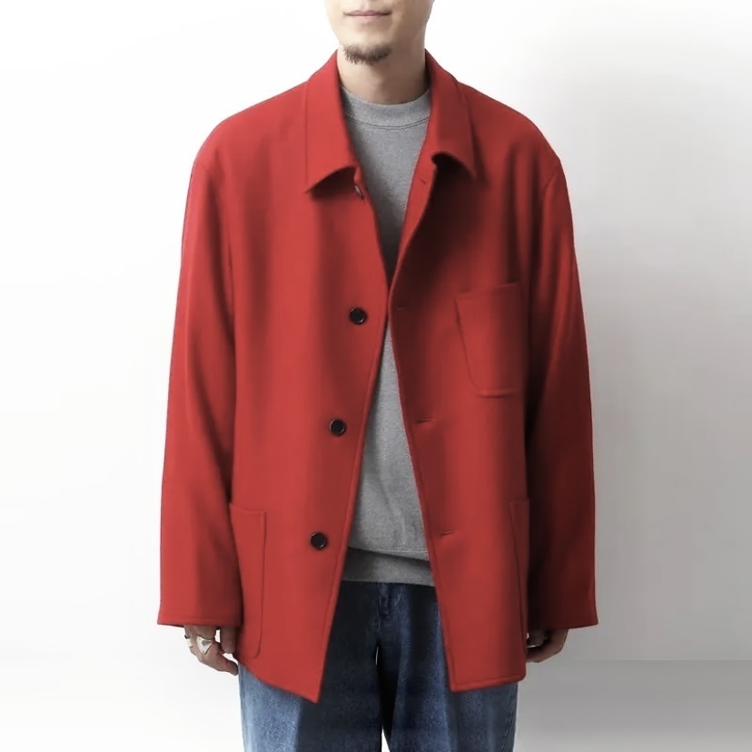 11/19 RE-STOCK: A.PRESSE CASHMERE LIGHT FLANNEL COVERALL JACKET - PRE ORDER ITEM (預訂中)