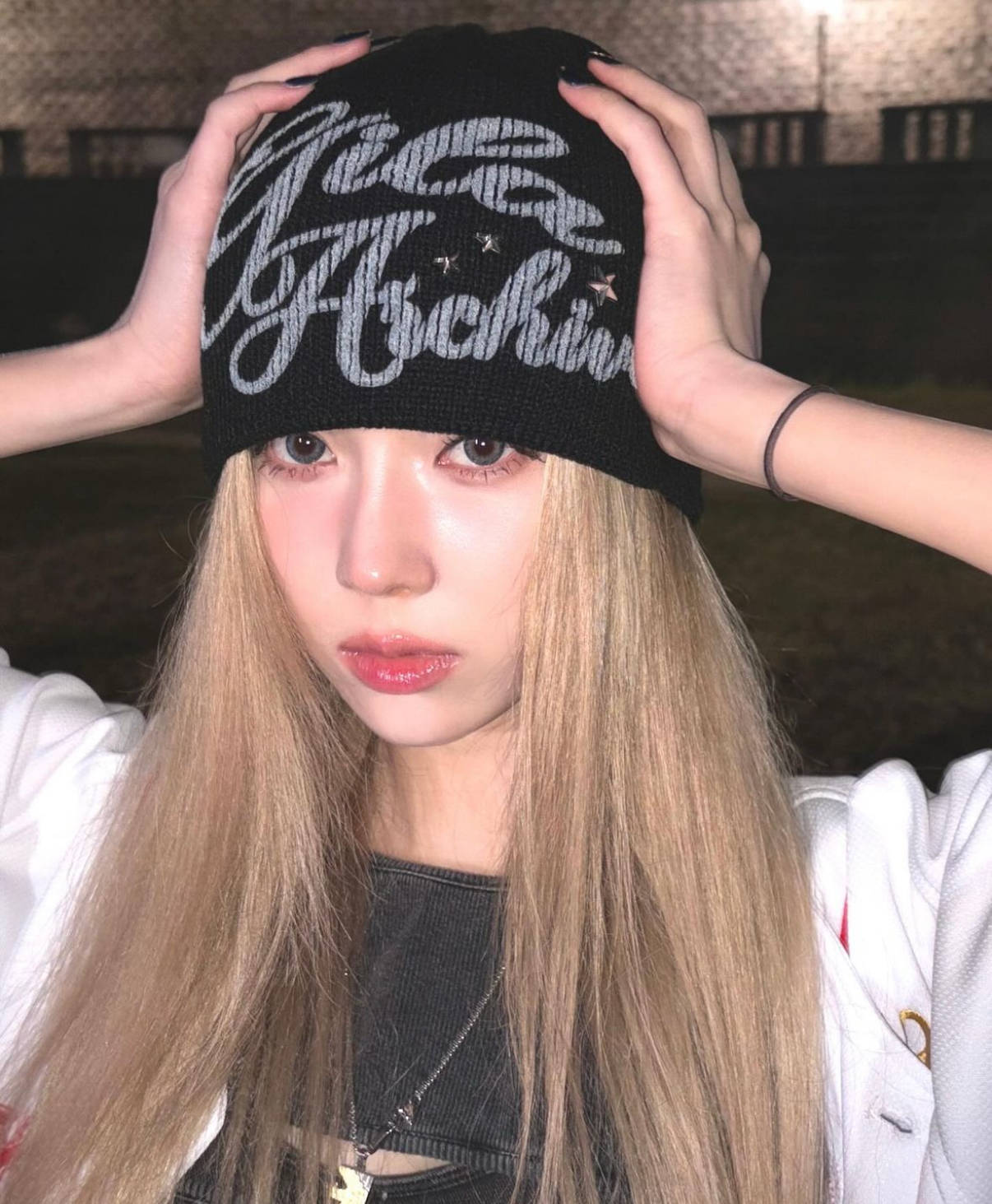 [WINTER同款] lettering logo beanie (BLACK)