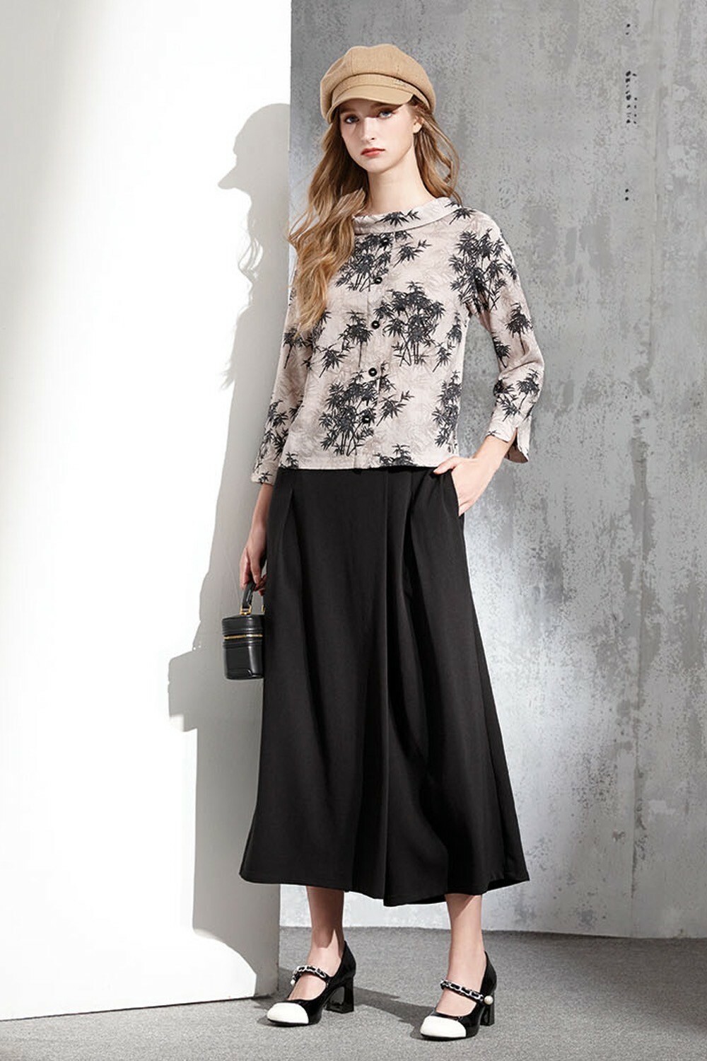 韓版OL高質感時尚優雅修身長褲裙V6091