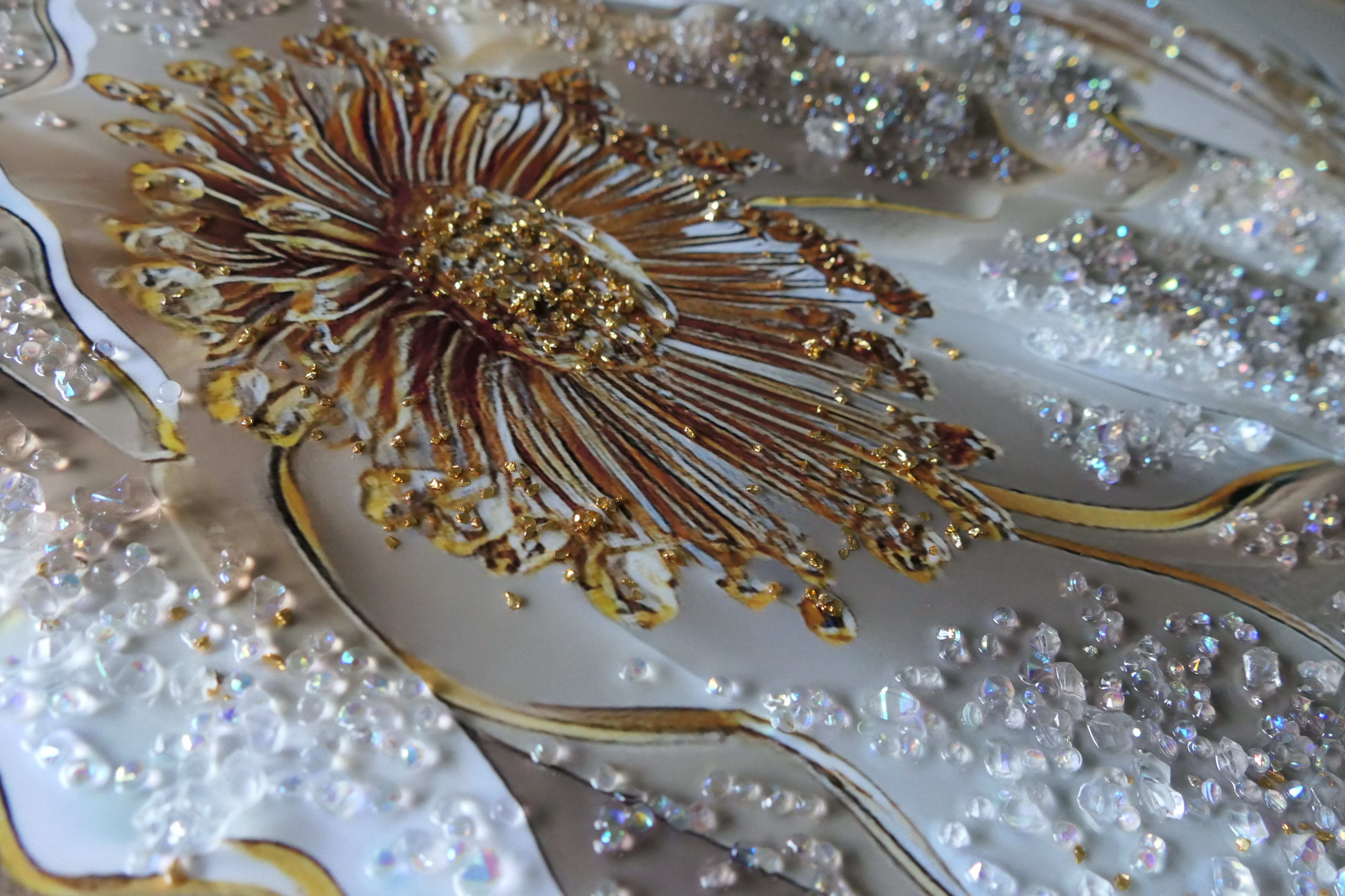 精緻藝術貼鑽晶瓷畫｜藝術晶瓷畫｜《花開富貴》｜60x90尺寸