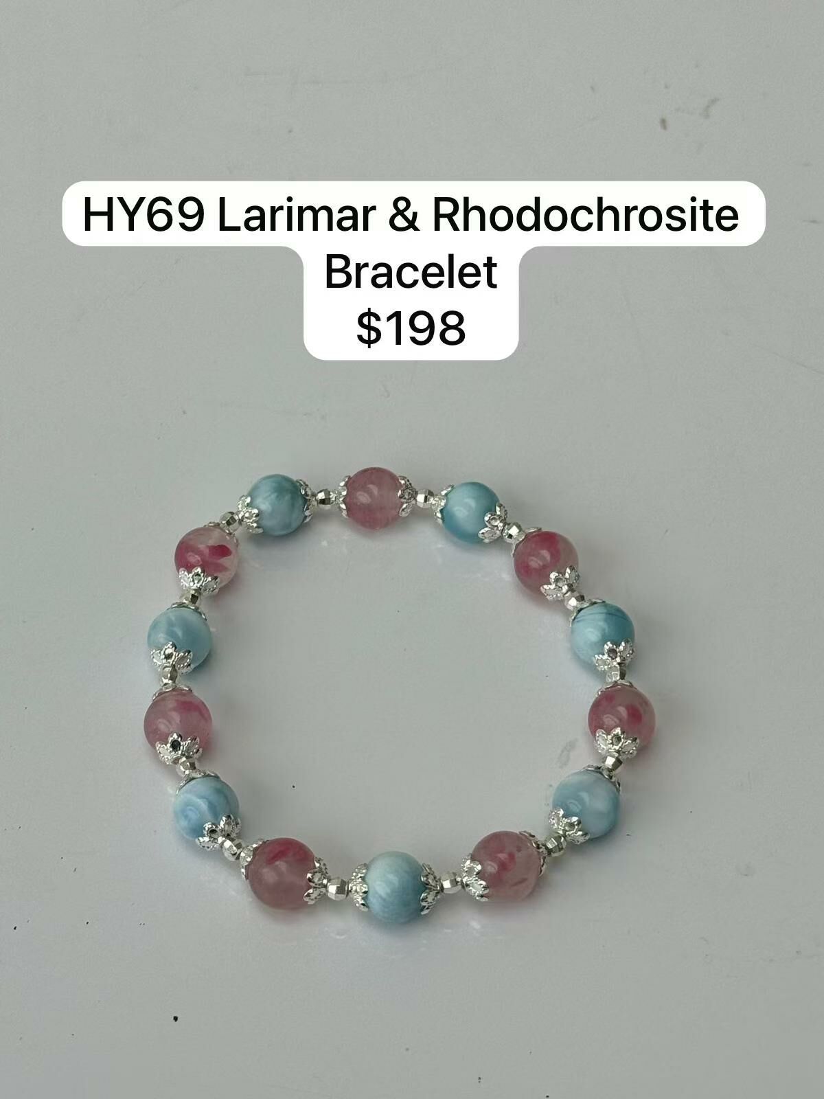 HY69 LARIMAR & RHODOCHROSITE BRACELET $198