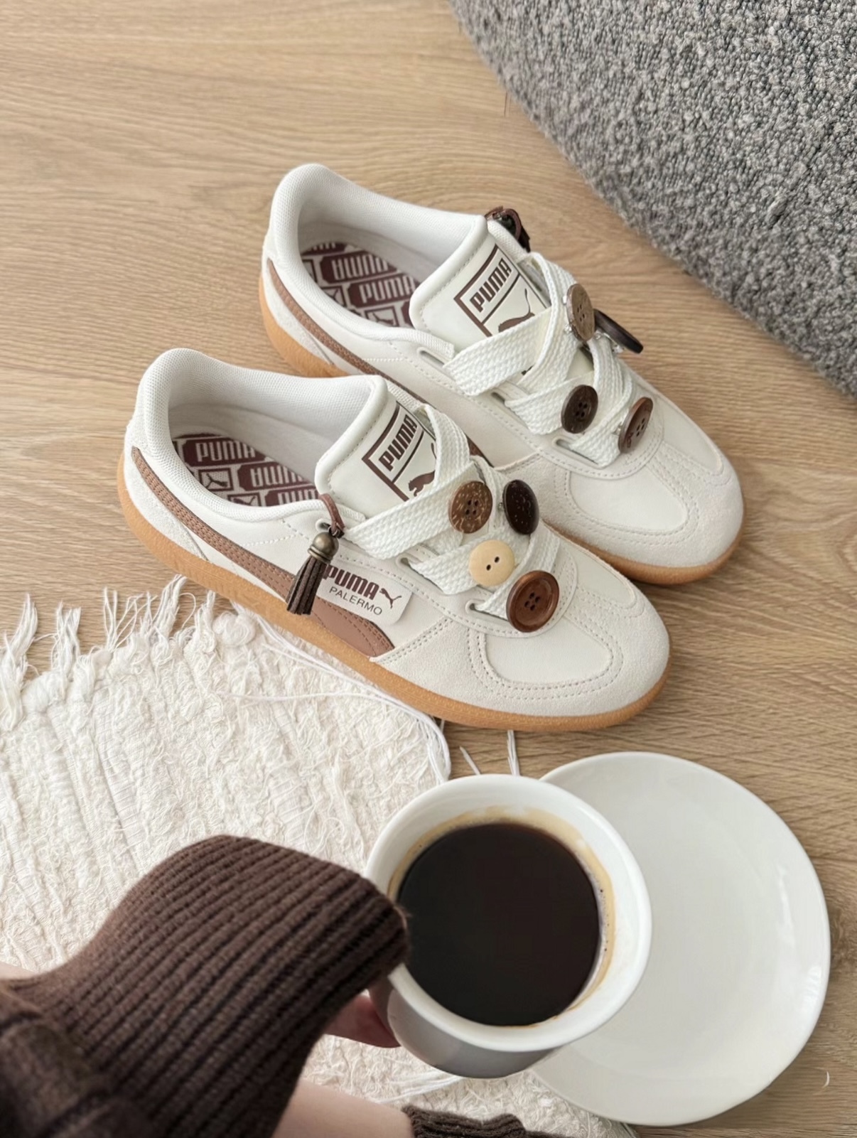 PUMA Palermo 米白色 咖啡色 寬鞋帶 焦糖底 復古 德訓鞋 402109-03/預購