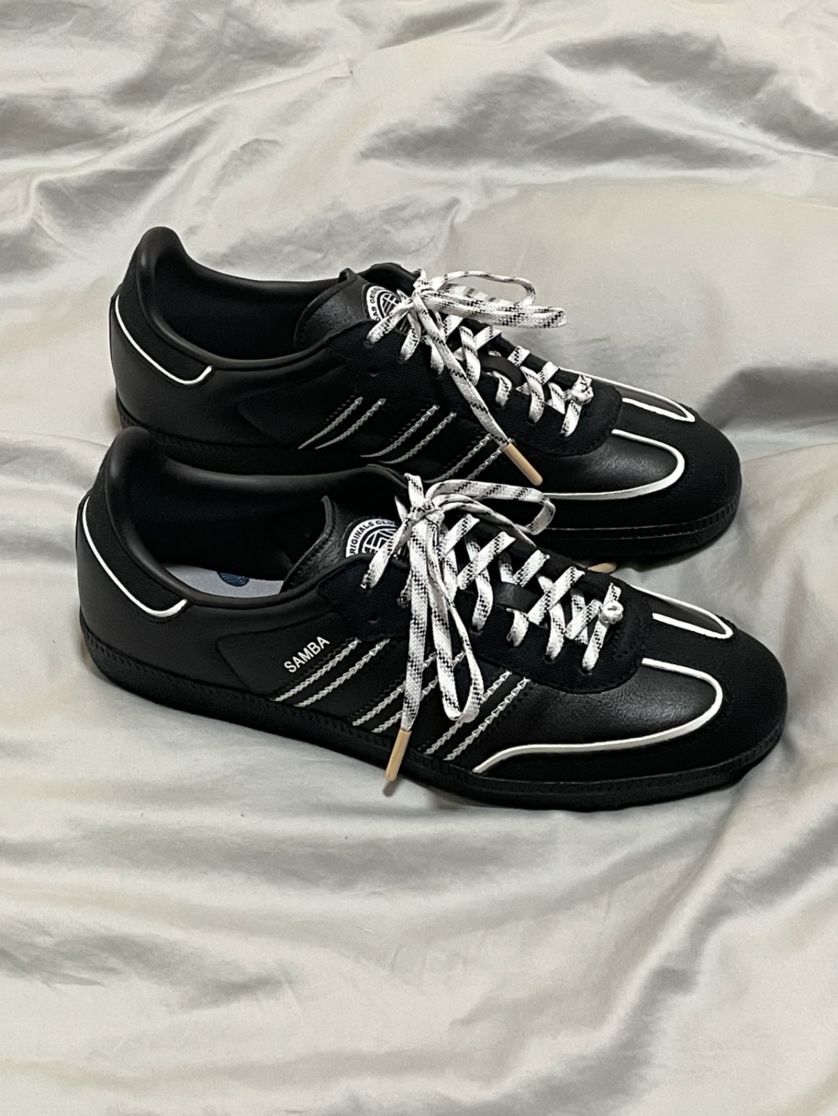 Adidas Originals Samba OG 詠春 全黑白條紋 黑魂 帆布 皮革 復古 德訓鞋 IF3918/預購