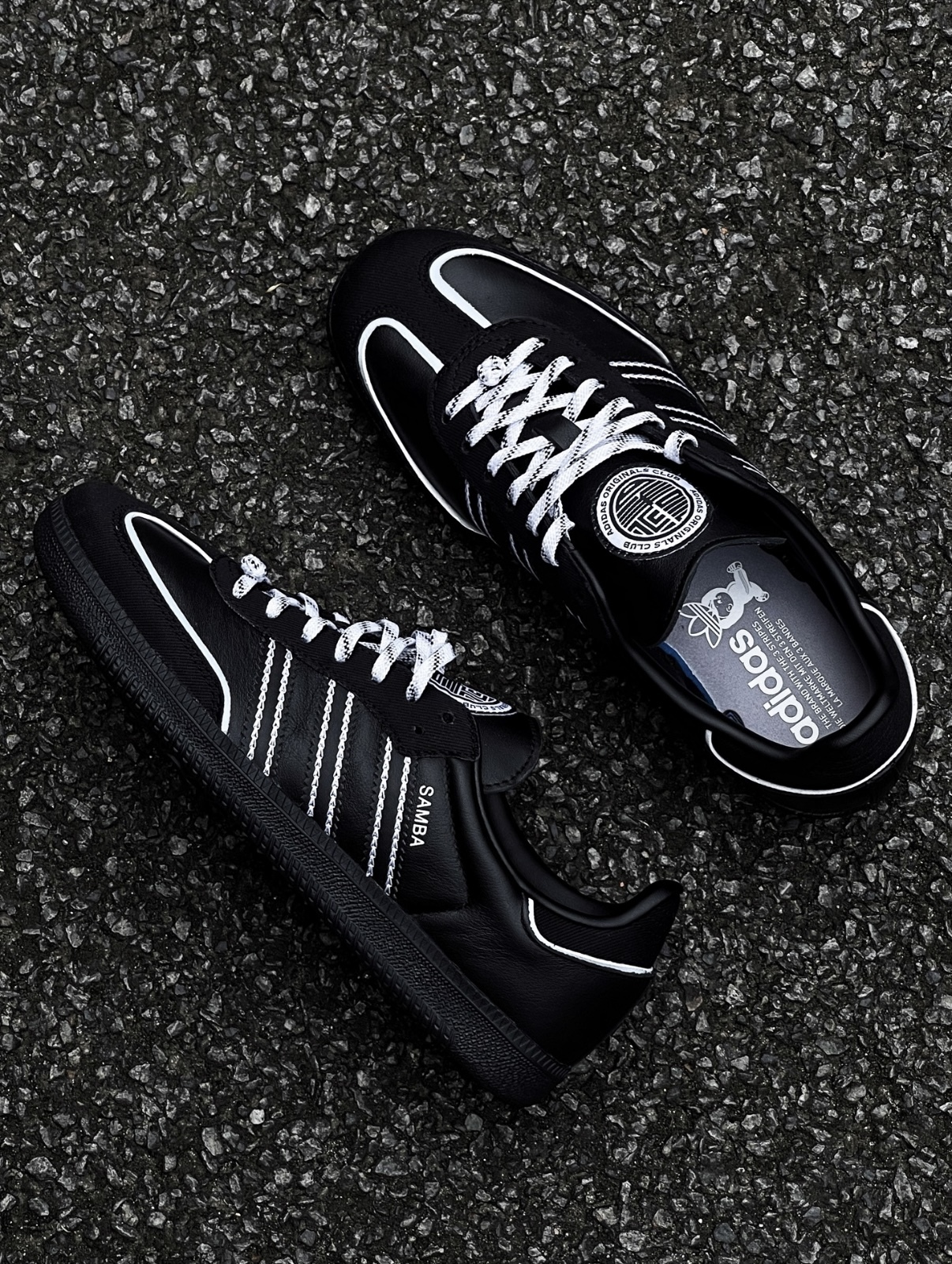 Adidas Originals Samba OG 詠春 全黑白條紋 黑魂 帆布 皮革 復古 德訓鞋 IF3918/預購