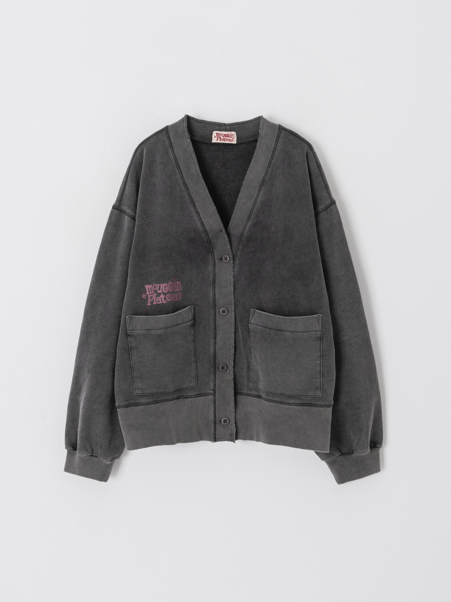 PLATEAU STUDIO x mouggan /  vintage washed cardigan 仿舊水洗開襟衫 - 鐵灰 Dark Grey