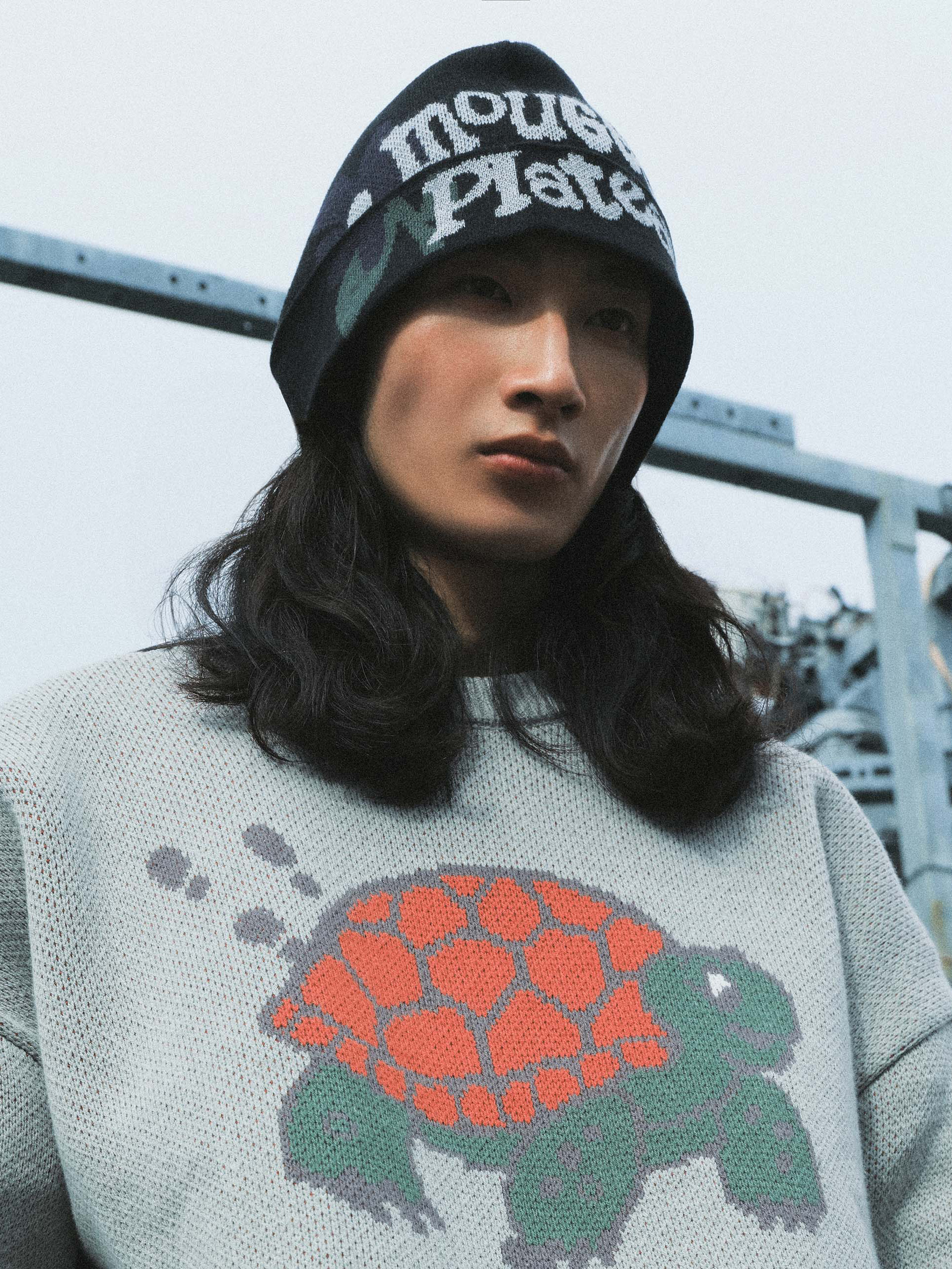 PLATEAU STUDIO x mouggan / logo beanie 絲光羊毛LOGO針織帽 - 黑Black