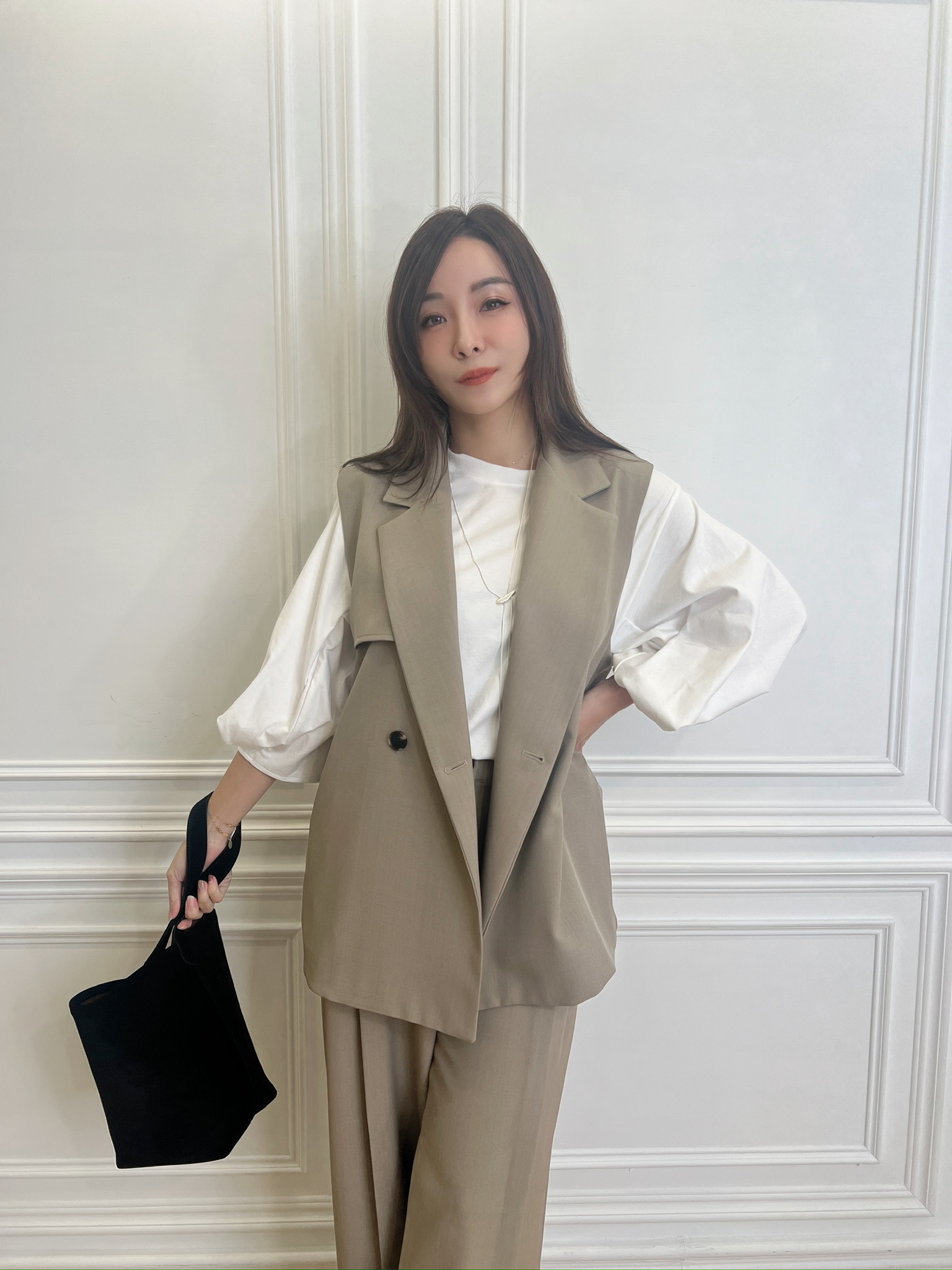 率性長背心+褲款套裝