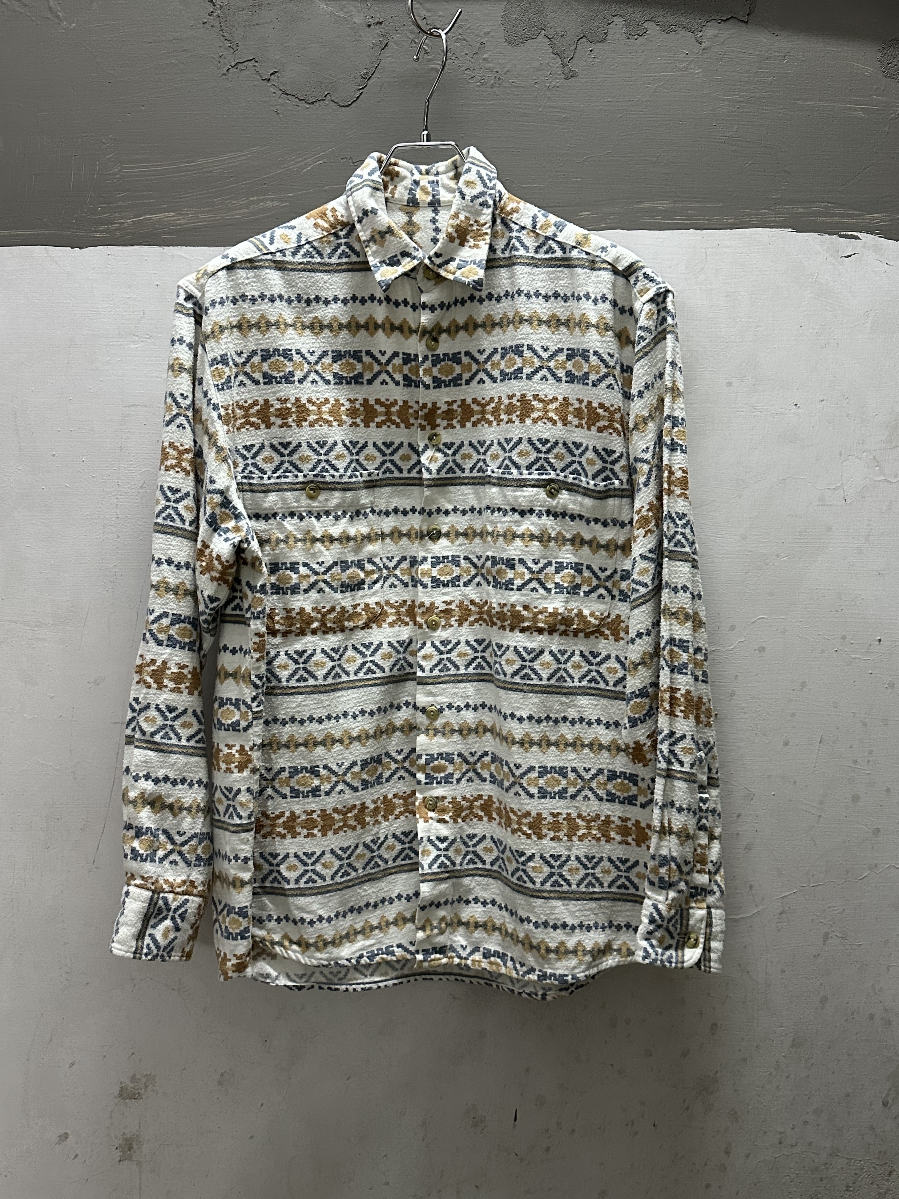 90‘s Native Pattern Flannel Box L/S Shirt