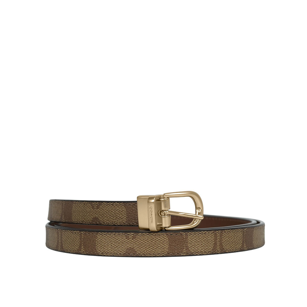 【COACH】金釦塗層帆布及牛皮雙面用寬1.8cm皮帶