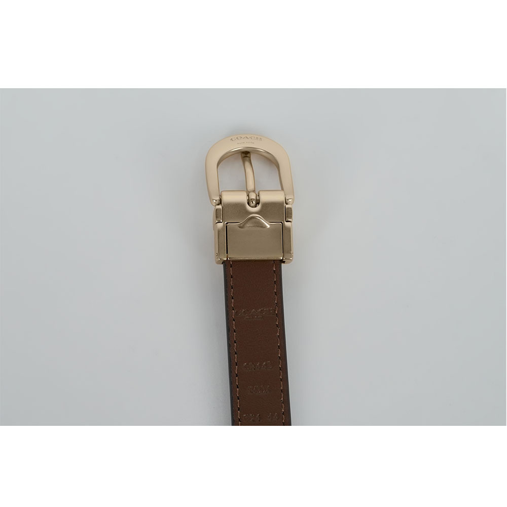 【COACH】金釦塗層帆布及牛皮雙面用寬1.8cm皮帶(卡其/焦糖色)CR443 IMBDX